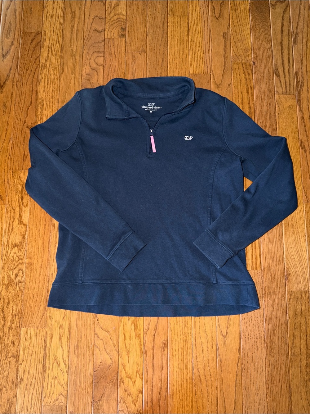 Vineyard Vines Navy Quarter-Zip Pullover with Pink Zip Pull